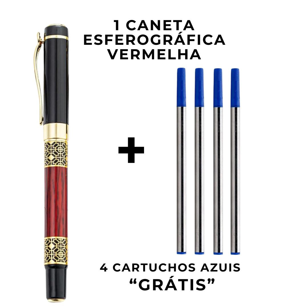 Caneta Esferográfica Retrô possui especificações de primeira linha: a ponta da caneta é feita de aço inoxidável, com ótima ponta para escrita de 0,5 mm. A construção metálica é aprimorada com um design exclusivo de textura de madeira, proporcionando uma experiência de escrita incomparável. Calculada cuidadosamente para um equilíbrio ideal, esta caneta esferográfica é perfeita para longos períodos de escrita.