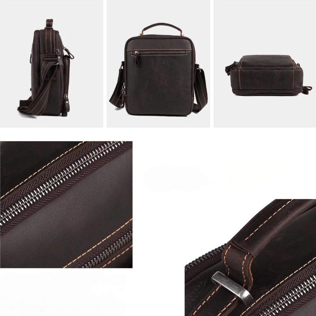 Reviva o estilo clássico com nossa Bolsa de Ombro Casual Vintage em Couro Genuíno. Combinando o charme do vintage com a funcionalidade contemporânea, esta bolsa é a escolha ideal para quem busca versatilidade e elegância em um acessório. Feita com materiais de alta qualidade, como couro genuíno e forro de poliéster durável, esta bolsa não só adiciona um toque de sofisticação ao seu visual, mas também oferece praticidade para o dia a dia.