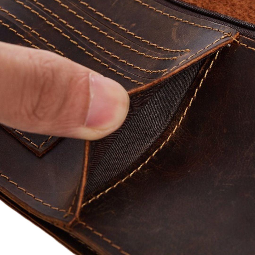 Carteira Vintage de Couro Genuíno Carteira Masculina de Alta Qualidade Estilo Clássico e Durabilidade Carteira Longa com Vários Compartimentos Carteira de Couro para Homens, Carteira de couro vintage Carteira masculina de couro Carteira longa masculina Carteira com zíper Carteira de couro legítimo