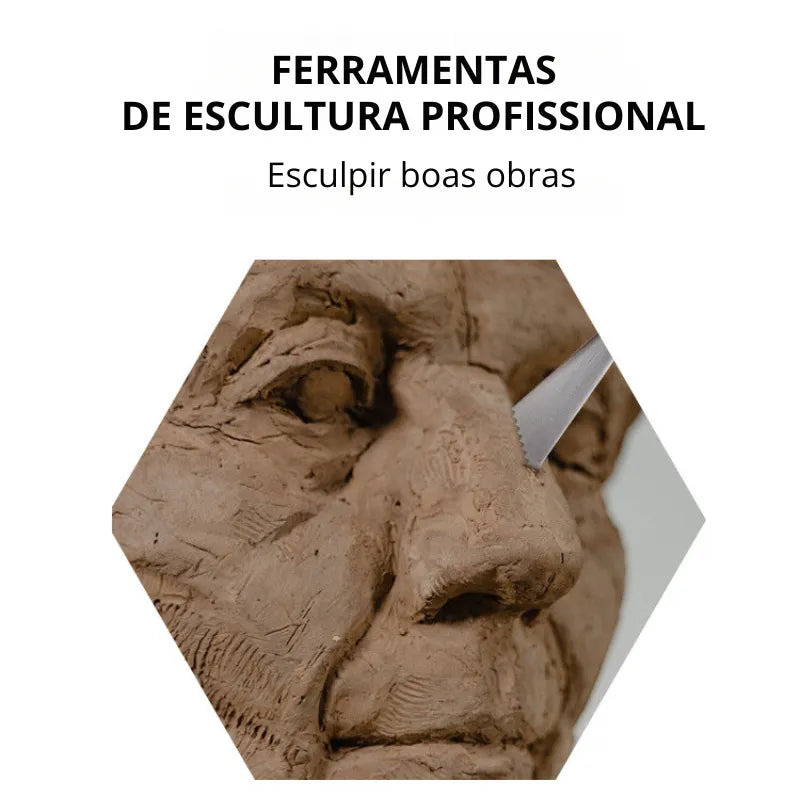 Conjunto de 5 ferramentas de escultura em aço inoxidável para argila e cerâmica.
Ferramentas de modelagem e escultura para artistas e estudantes.