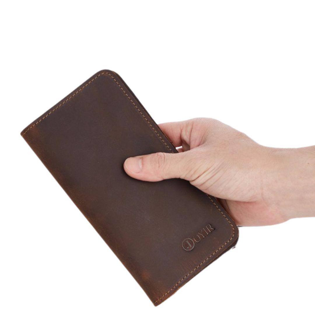 Carteira Vintage de Couro Genuíno Carteira Masculina de Alta Qualidade Estilo Clássico e Durabilidade Carteira Longa com Vários Compartimentos Carteira de Couro para Homens, Carteira de couro vintage Carteira masculina de couro Carteira longa masculina Carteira com zíper Carteira de couro legítimo