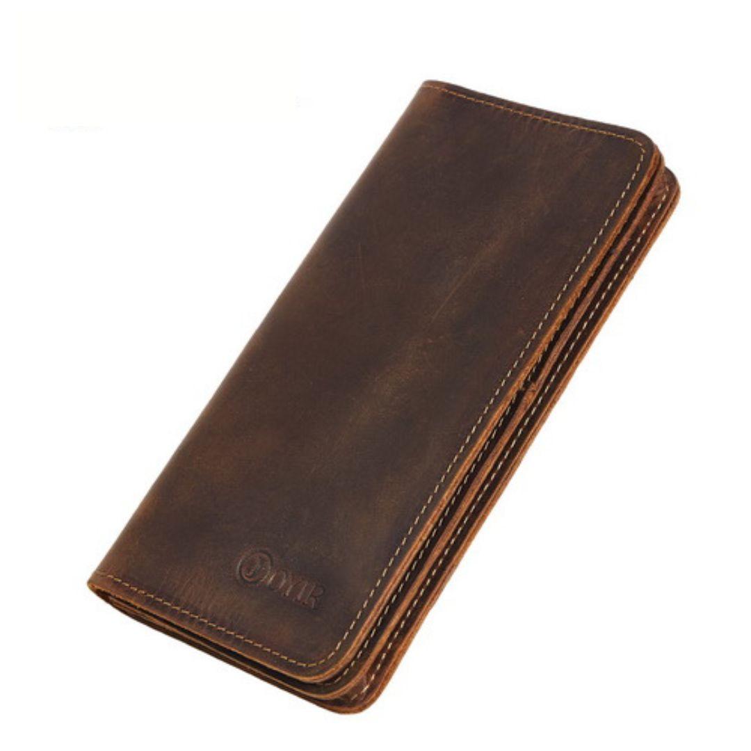 Carteira Vintage de Couro Genuíno Carteira Masculina de Alta Qualidade Estilo Clássico e Durabilidade Carteira Longa com Vários Compartimentos Carteira de Couro para Homens, Carteira de couro vintage Carteira masculina de couro Carteira longa masculina Carteira com zíper Carteira de couro legítimo