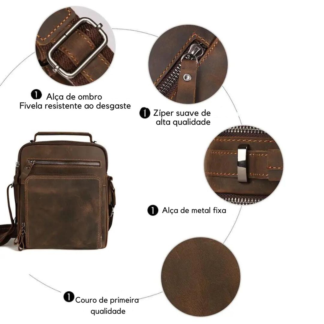 Reviva o estilo clássico com nossa Bolsa de Ombro Casual Vintage em Couro Genuíno. Combinando o charme do vintage com a funcionalidade contemporânea, esta bolsa é a escolha ideal para quem busca versatilidade e elegância em um acessório. Feita com materiais de alta qualidade, como couro genuíno e forro de poliéster durável, esta bolsa não só adiciona um toque de sofisticação ao seu visual, mas também oferece praticidade para o dia a dia.