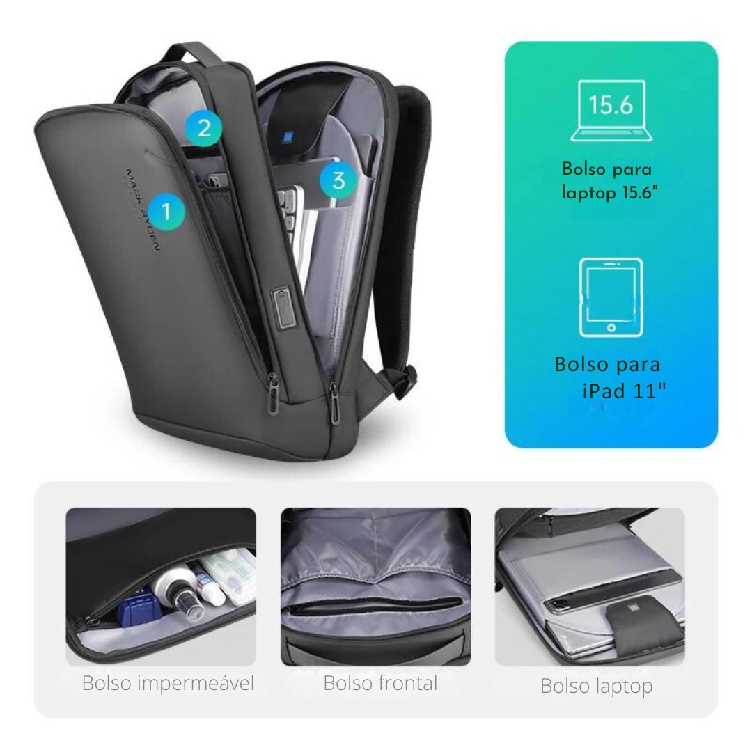 • Mochila Minimalista Business • Mochila Executiva em Náilon • Mochila para Notebook 15,6" • Mochila de Negócios Minimalista • Mochila Elegante para Viagens • Mochila de negócios • Mochila para notebook • Mochila minimalista • Mochila em náilon • Mochila executiva