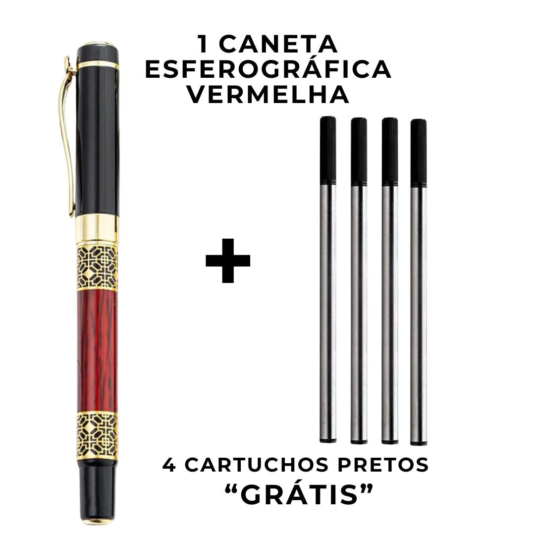 Caneta Esferográfica Retrô possui especificações de primeira linha: a ponta da caneta é feita de aço inoxidável, com ótima ponta para escrita de 0,5 mm. A construção metálica é aprimorada com um design exclusivo de textura de madeira, proporcionando uma experiência de escrita incomparável. Calculada cuidadosamente para um equilíbrio ideal, esta caneta esferográfica é perfeita para longos períodos de escrita.