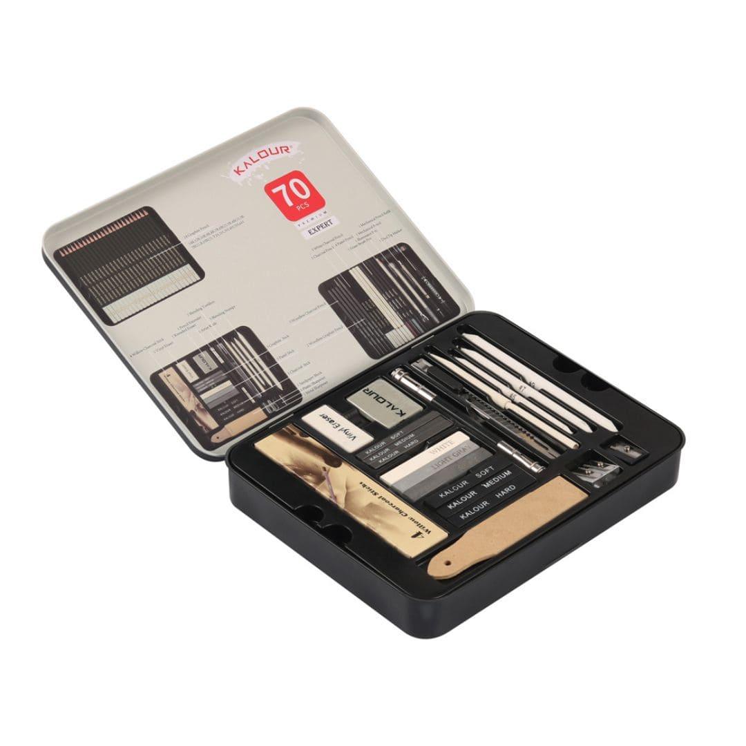 Conjunto de Lápis de Desenho de 70 Peças: Complete Seu Estúdio Ferramentas Abrangentes para Artistas Criativos Kit de Desenho Completo com Lápis, Pastéis e Carvões Explore Sua Criatividade com o Conjunto de Lápis de 70 Peças Perfeito para Artistas de Todos os Níveis: Conjunto de Desenho 70 Peças, Conjunto de lápis de desenho Kit de desenho completo Lápis de grafite para artistas Ferramentas de desenho profissionais Conjunto de desenho para iniciantes