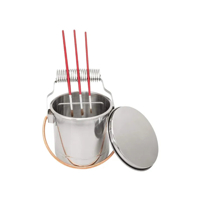 Balde lavador de pincéis de aço inoxidável com filtro e suporte em espiral para secagem
Lavador de pincéis portátil, resistente à ferrugem, ideal para pintura a óleo, acrílica e aquarela