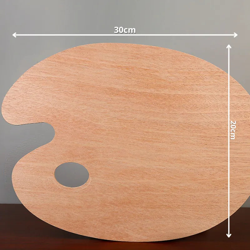 Paleta oval de madeira para mistura de tintas com design ergonômico.
Misturador de cores leve e resistente, ideal para pintura a óleo e acrílica.