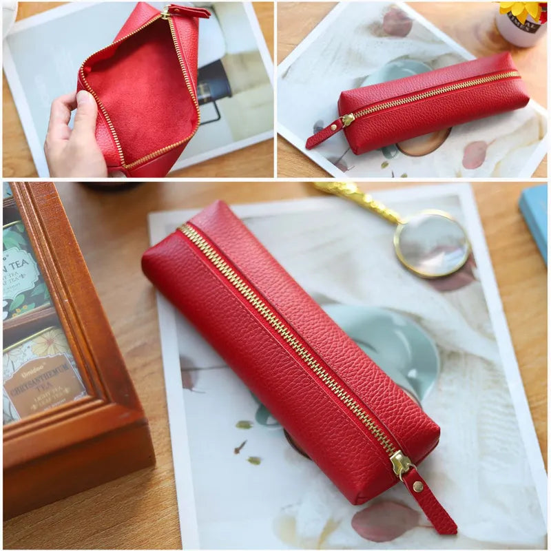 Estojo para Lápis com Zíper em Couro Genuíno Estojo Elegante para Escolas e Escritórios Estojo Compacto e Funcional em Couro Estojo de Couro para Lápis e Canetas Acessório Sofisticado para Organizar Seus Itens, Estojo de couro para lápis Estojo para lápis com zíper Estojo de couro para escritório Estojo compacto de couro Acessórios de papelaria em couro