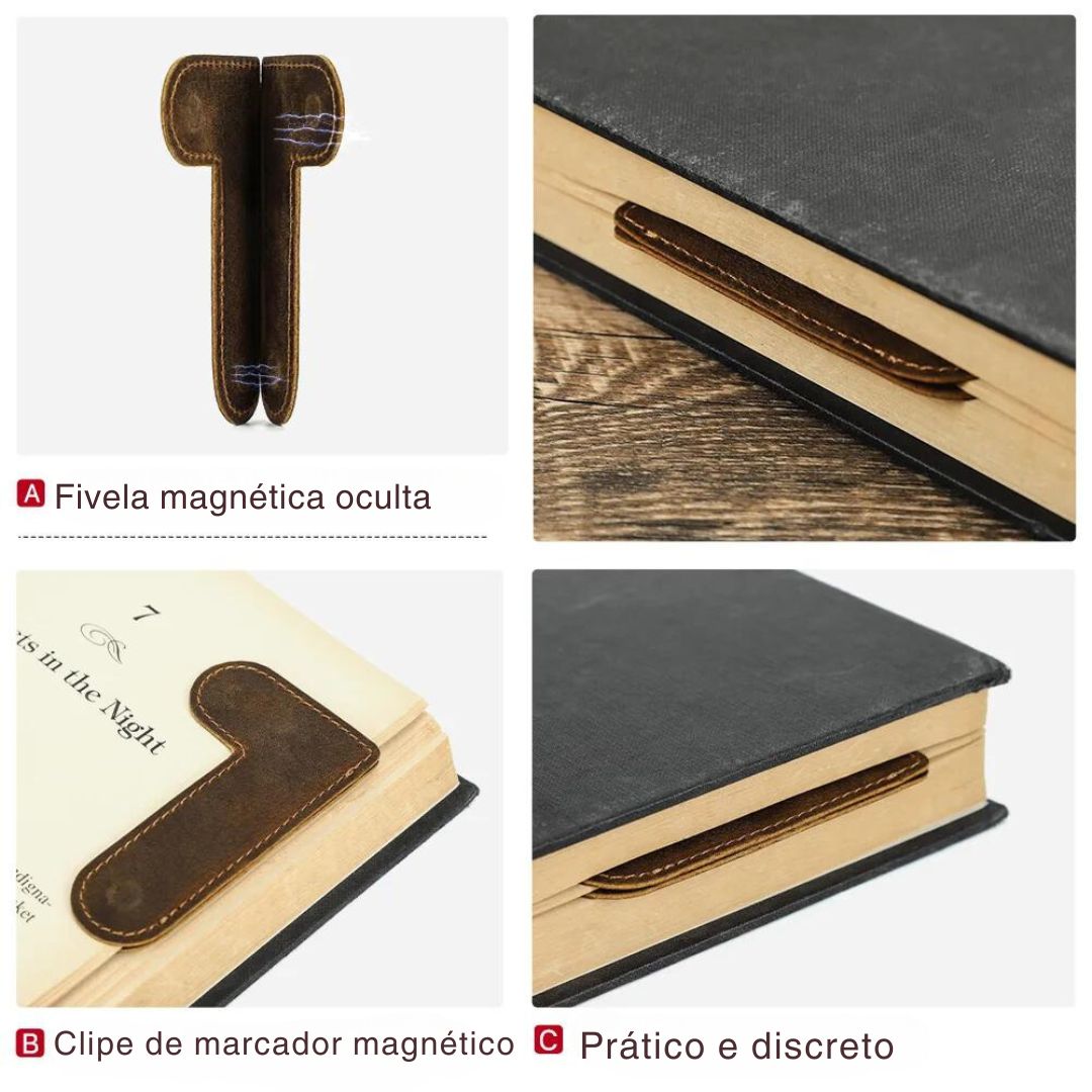 O Marcador de Páginas de Couro é um item essencial para qualquer amante de livros. Feito com couro de alta qualidade, é um marcador resistente e elegante que irá manter suas páginas intactas. Perfeito para leitores ávidos, estudantes e profissionais, este marcador magnético é uma adição essencial à sua papelaria. Surpreenda alguém especial com este presente funcional e bonito!
