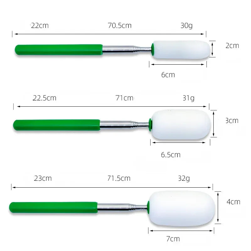 Bastão de esponja absorvente retrátil para cerâmica, com haste telescópica e esponja substituível.
Conjunto de ferramentas de esponja para modelagem de cerâmica, com ajuste de comprimento.