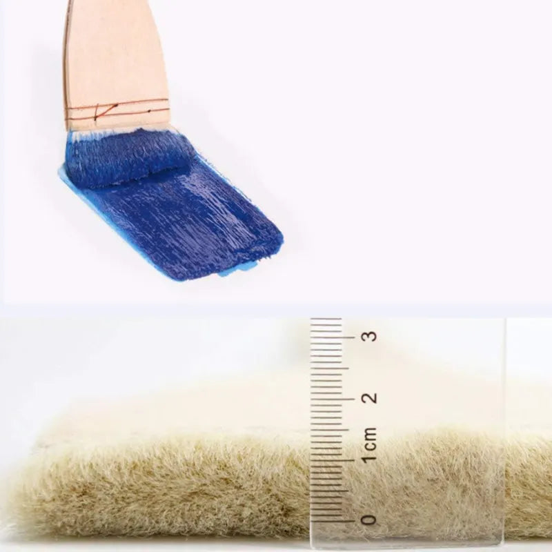 Pincel de lã com cabo de madeira e reforço de fio de cobre para pintura a óleo e acrílica.
Pincel para pintura de parede, arte e acabamento com cerdas de lã e design ergonômico