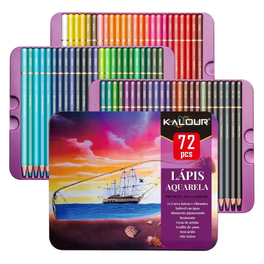 Lápis aquarela profissional Conjunto de lápis aquarela 72 cores Lápis solúvel em água Ferramentas de desenho aquarela Lápis de cor vibrante para aquarela Lápis Aquarela Profissional: Cores Vibrantes e Duradouras Conjunto de 72 Cores para Resultados Profissionais Descubra a Magia da Aquarela com Lápis Solúveis em Água Controle e Suavidade no Desenho Artístico Eleve Suas Criações com Lápis Aquarela de Alta Qualidade