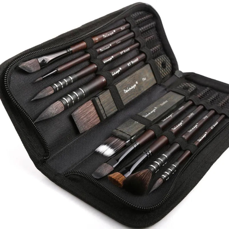 Conjunto de pincéis para aquarela Pincéis de bambu carbonizado Pincéis de crina de cavalo e sintético Ferramentas de pintura sustentável Pincéis profissionais para aquarela Conjunto de Pincéis para Aquarela: Excelência em Cada Traço Pincéis de Bambu Carbonizado: Sustentabilidade e Desempenho Arte em Aquarela com Precisão e Conforto Pincéis Profissionais com Cerdas de Crina e Sintético Pinte com Consciência Ecológica e Elegância