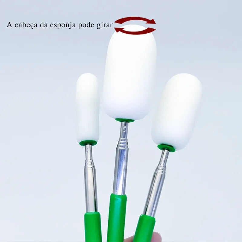 Bastão de esponja absorvente retrátil para cerâmica, com haste telescópica e esponja substituível.
Conjunto de ferramentas de esponja para modelagem de cerâmica, com ajuste de comprimento.
