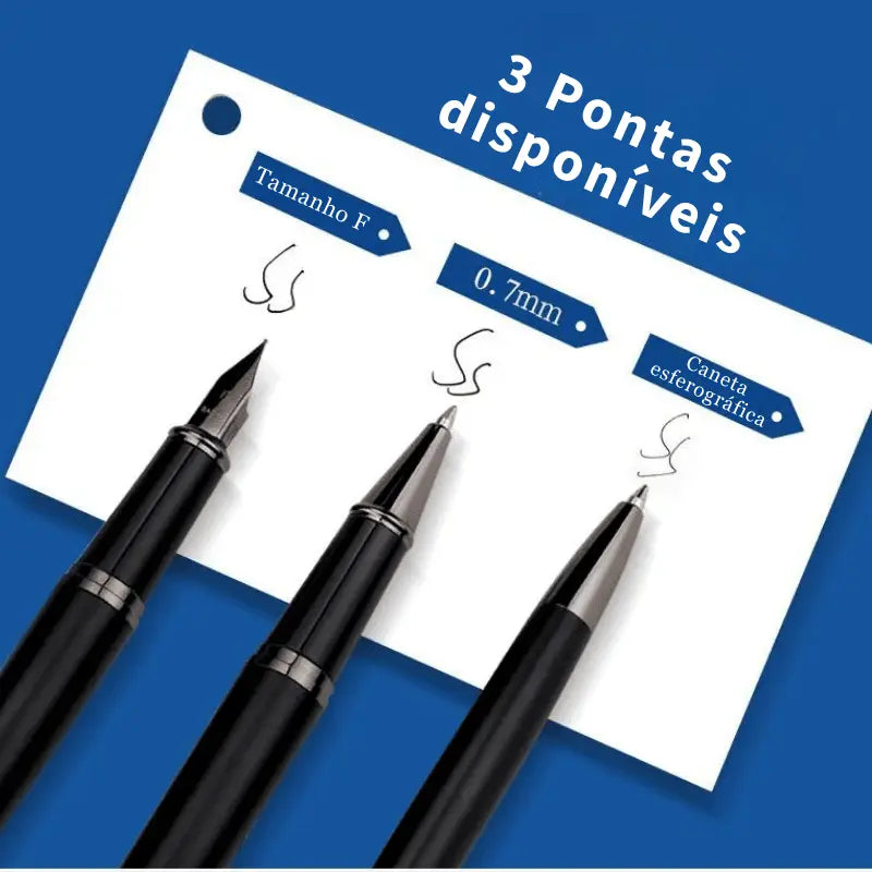 Surpreenda com estilo e elegância com nosso Kit Presente Canetas e Tinta. Este conjunto premium de canetas-tinteiro é perfeito para profissionais que valorizam uma experiência de escrita refinada e sofisticada.  Adicione um toque de classe ao seu escritório ou presenteie alguém especial com o Kit Presente Canetas e Tinta.