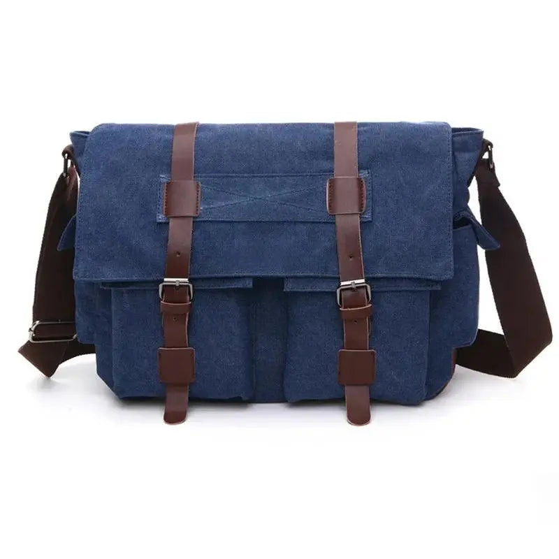 Bolsa Mensageiro Vintage em Lona - Adicione um toque de elegância clássica ao seu dia a dia. Projetada para homens modernos que valorizam tanto o estilo quanto a funcionalidade, esta bolsa é perfeita para uma variedade de ocasiões, seja no trabalho, em viagens ou em momentos casuais.  Seja para uma reunião de negócios, um passeio na cidade ou uma viagem de fim de semana, a Bolsa Mensageiro Vintage em Lona é a escolha ideal para homens que buscam estilo e praticidade em uma única peça.