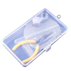 Ferramenta de reparo para canetas tinteiro em kit completo. Conjunto de ferramentas para manutenção de canetas tinteiro e pena. Kit de ferramentas para reparos em canetas tinteiro, fabricado em plástico resistente.