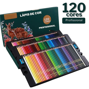 Conjunto de lápis de cor profissional à base de óleo, com alta pigmentação e caixa completa