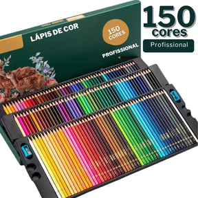 Conjunto de lápis de cor profissional à base de óleo, com alta pigmentação e caixa completa
