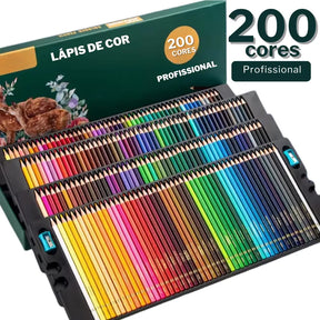Conjunto de lápis de cor profissional à base de óleo, com alta pigmentação e caixa completa
