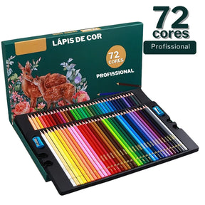 Conjunto de lápis de cor profissional à base de óleo, com alta pigmentação e caixa completa
