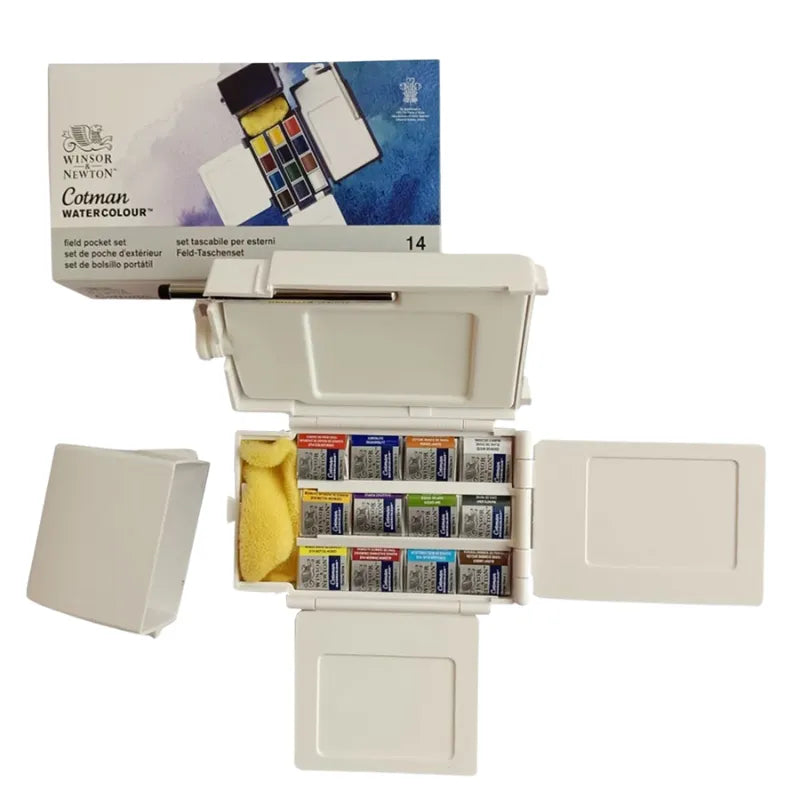 Conjunto de Tintas Aquarela Portátil com 14 Cores Vibrantes Caixa de Pintura Aquarela Completa para Iniciantes e Artistas Kit de Pintura Aquarela para Viagens e Estudos ao Ar Livre